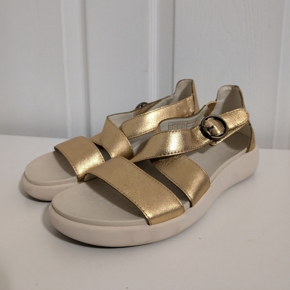 Vionic Womens Harmony Rx Recovery Sandal Size 6.5 Gold White Shoe